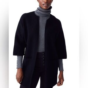 J.MCLAUGHLIN Lydia Wool & Cashmere-Blend Open Front Black Gray Sweater NWT Sz S